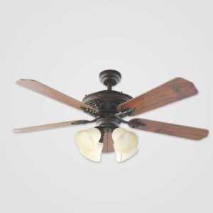 New - 52" Traditional Fan 5 Blades 4 Shades Light BR