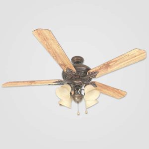 New - 52" Traditional Fan 5 Blades Pendant 4 Shades Light C
